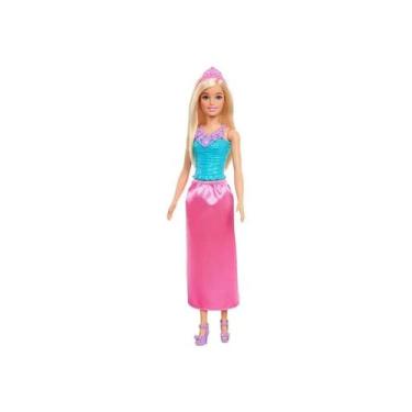 Imagem de Boneca barbie princesa loira saia rosa e blusa azul - mattel hgr01/hgr