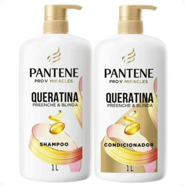 Imagem de Kit Pantene Pro-V Queratina Preenche e Blinda: Shampoo e Condicionador 1L