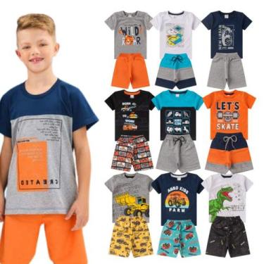 Imagem de 1 Conjunto Camiseta + Shorts Menino Criança 2 Peças Verão Infantil e J