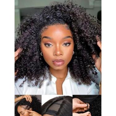 Imagem de Peruca Sunber EasiContour V Part Human Hair Kinky Curly 22cm
