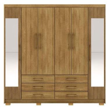 Imagem de Guarda-roupa Casal 6 Portas 6 Gavetas 100% Mdf Espelho Cadence Nature-