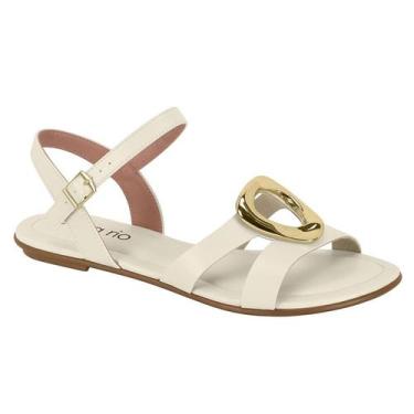 Imagem de Sandália Feminina Beira Rio Flat Rasteira Confortável, Branco off, 37