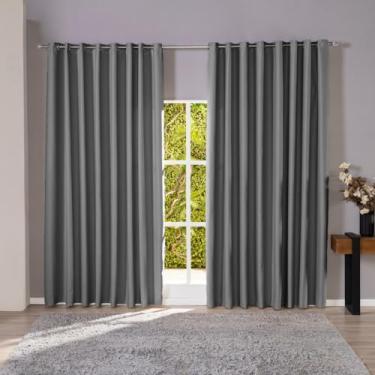 Imagem de Cortina Blackout em Tecido Premium para Sala e Quarto Corta Luz com Ilhós 80% Escurecimento(Cinza,2,60m x 1,80m)