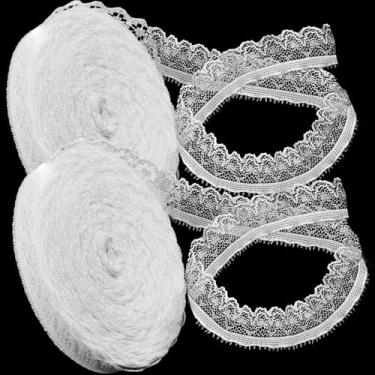 Imagem de 1,3 cm x 10 metros de acabamento de renda elástica elástica floral de algodão para costura DIY, decoração de vestido de noiva, artesanato, embrulho de presente de Natal