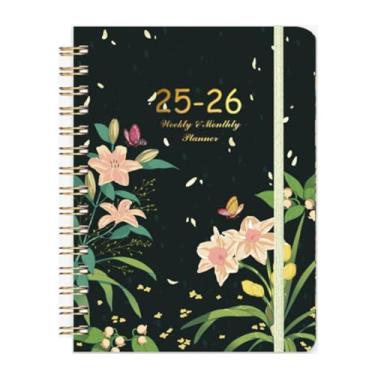 Imagem de Agenda escolar acadêmica 2025-2026, agenda mensal e semanal de capa dura, agenda agenda, livro A5 (6 x 21,5 cm) - 12 meses com abas, cantos arredondados de revestimento de metal, para professores e