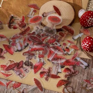 Imagem de 1 conjunto de adesivos PET série canção cogumelo planta natureza série retro planta livreto DIY adesivos decorativos