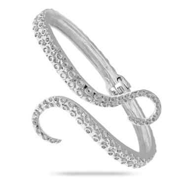 Imagem de Tentáculo de polvo animal mar oceano articulado pulseira aberta punho braço punho assustador terror gótico para mulheres homens joias presente, One Size, Liga de aço, Sem Pedra Preciosa