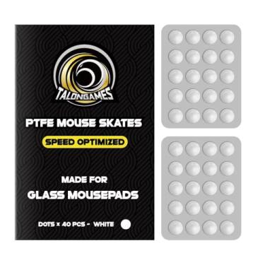 Imagem de TALONGAMES Patins de mouse para mousepads de vidro | PTFE de alta densidade | Pontos redondos universais 6,5 mm 40 peças | Deslizamento ultra suave | Alta resistência ao desgaste | Design silencioso |