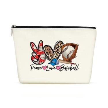 Imagem de Bolsa de maquiagem para presente de beisebol, bolsa de cosméticos para mulheres, fãs, amigas, treinadoras, jogadoras, meninas, Natal, aniversário, torcida, itens essenciais de viagem, bolsa de higiene