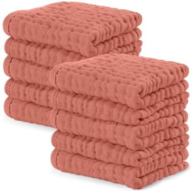 Imagem de Comfy Cubs Pacote com 10 toalhas de musselina para bebês - panos macios de algodão de 6 camadas para peles sensíveis - 25,4 x 25,4 cm, grandes, delicados, absorventes essenciais para bebês