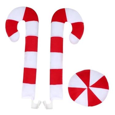 Imagem de Sclmgo Decorações de Natal para Carro, Placas Externas, Acessórios Automotivos, Enfeite de Pelúcia, Fácil Instalação, Ideal para Festas de Fim de Ano, Famíli, Bengala Doce 44cm, Tamanho real