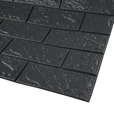 Imagem de Placa De Tijolinho 3D, Preto, 70x77cm, Espessura 2mm, Design Moderno para Paredes, Decoração de Interiores