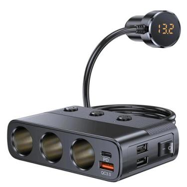 Imagem de Carregador De Carro 7 Em 1 Divisor 127W PD30W QC3.0 Adaptador De Soque