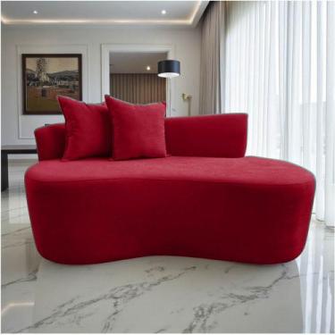 Imagem de Namoradeira Sofá Feijão Hana Orgânica Veludo Vermelho - Mazzero Decor