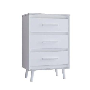 Imagem de Cômoda Para Quarto Pé Palito 3 Gavetas Lima Branco