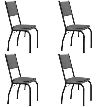 Imagem de Conjunto Com 4 Cadeiras Diana Preto/platina Artefamol Preto/platina