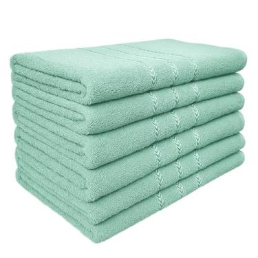 Imagem de Kit 10 Toalhas de Banho 100% Algodão 70x120cm Super Macias e Absorventes – Ideal para Uso Diário e Academia (Verde Claro)