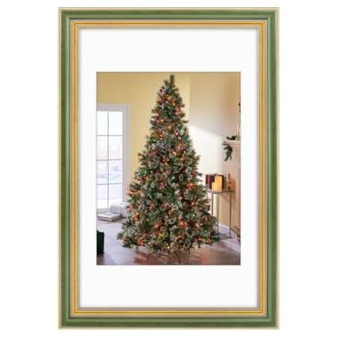 Imagem de Golden State Art, Moldura ornamentada de 28 x 43 cm para fotos de 23 x 30 cm com tapete ou impressões de 28 x 43 cm sem tapete, tela de parede de vidro real horizontal ou verticalmente (cor: verde