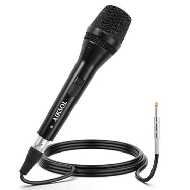 Imagem de Microfone com fio para cantar, karaokê de mão dinâmico vocal profissional, microfone de estúdio cardioide, XLR de 5 metros e 6,35 mm com interruptor de ligar e desligar, para alto-falantes/mixer