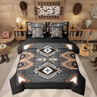 Imagem de Erosebridal Jogo de cama solteiro asteca ocidental, 7 peças, rústico do sudoeste, para crianças, adolescentes, adultos, nativos americanos, conjunto de edredom com lençol étnico exótico, boêmio, casa