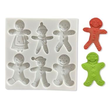 Imagem de 1 pç moldes de silicone de Natal para chocolate, 6 cavidades, várias formas, pão de gengibre, formas de chocolate 3D, moldes de doces para o dia de Natal, tema de férias, doces e pudim para fazer
