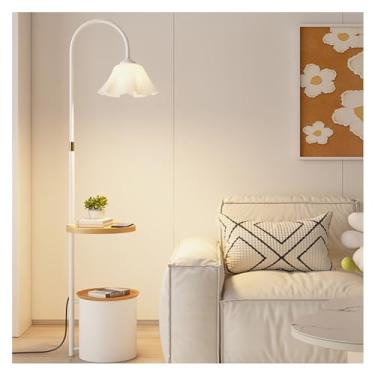 Imagem de Luminária de chão Candeeiro de pé pétalas criativas modernas com bandeja madeira, mesa cabeceira moderna candeeiro, candeeiros modernos meados do século