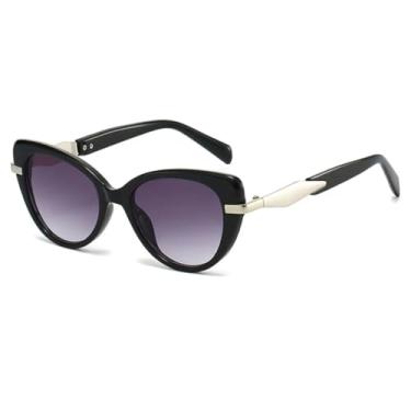 Imagem de HCPIHF Óculos de sol da moda femininos, vintage, degradê, masculino, punk, grande, luxo (preto e cinza)