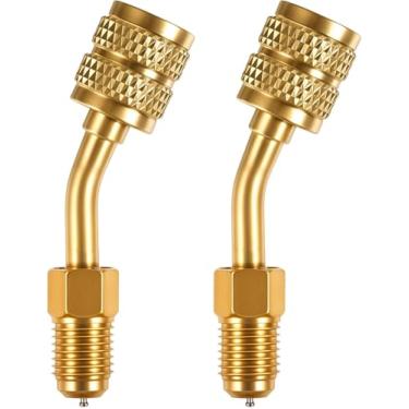 Imagem de 2 Pçs Mini Split A2l Refrigerante Carregamento Porta Vácuo Conversor de Latão com Dedal 5/40.6 cm Fêmea para Ar Condicionado (45°*2)