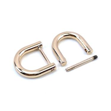 Imagem de VersaKits 4 peças de anéis D resistentes rosqueados 1/2 polegada ouro claro em forma de U anel D de substituição para bolsa chaveiro coleira de cachorro