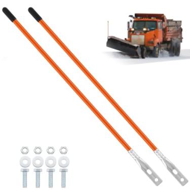 Imagem de Lasnten 2 peças de marcadores de lâmina de arado de neve de 27 polegadas Kit de guia de fio de aço interno parafuso em guias de para-choque de alta visibilidade fácil instalação para limpa-neve ATV