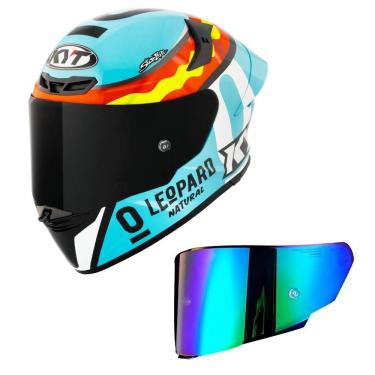 Imagem de Capacete KYT TT Revo Leopard Spaniard Azul Mais Viseira Camaleão
