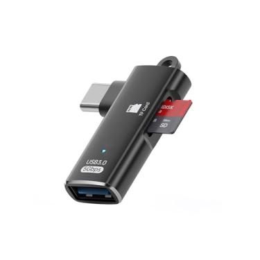 Imagem de Adaptador OTG tipo C, USB C para USB A fêmea para macho tipo-C 3.0, com leitor de cartão TF, compatível com Samsung para iPhone 17/16 Pro Max Plus, para iPad Pro Air