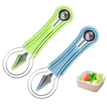 Imagem de Kit Profissional de Colheres para Esculpir, 3 Peças em Aço Inoxidável, Colher Boleadora para Frutas e Decoração de Sobremesas, Verde e Azul