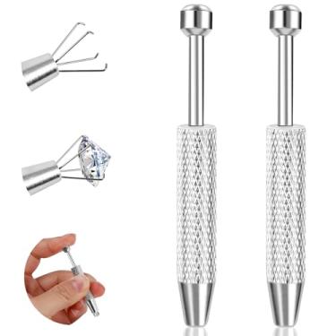 Imagem de ONESING 2 peças de ferramentas de piercing para troca de joias, aplicador de brinco de aço inoxidável com parte traseira plana com rosca interna, ferramenta antiderrapante com 4 garras, ferramenta