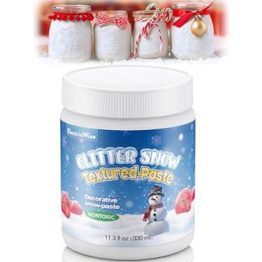 Imagem de ElectricWise Tinta texturizada de neve com glitter de 320 g, pasta decorativa texturizada de neve, cola de artesanato não tóxica, não amarelada, fofa com acabamento brilhante, ideal para artesanato de