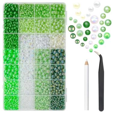 Imagem de 28 tipos de pérolas verdes flatback para artesanato deslumbrante, 3 mm, 4 mm, 5 mm, 6 mm, 8 mm, 10 mm, plano, colorido, ab, meias pérolas, berloques para unhas, cabelo, maquiagem, artesanato, copos