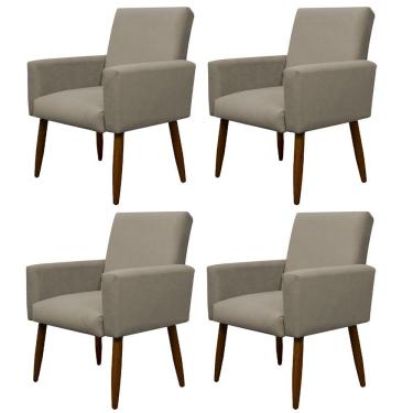 Imagem de Kit 4 Poltronas Decorativa Sala E Quarto Nina Suede Herrero Cor:cappuccino