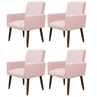 Imagem de Kit 4 Poltronas Decorativa Sala E Quarto Nina Suede Herrero Cor:rosa Bebê