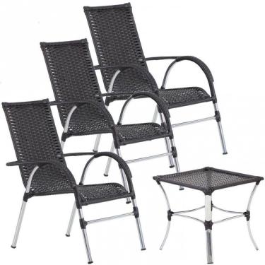 Imagem de 3 Cadeiras Vênus E Mesa Garden Para área Externa Trama Tabaco