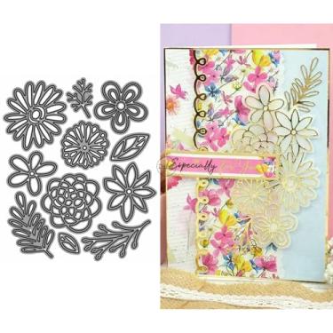 Imagem de DzIxY Várias matrizes de corte de metal de folhas de flores para kit de fabricação de cartões, conjunto de recortes de papel, estêncil, suprimentos, modelos de máquina