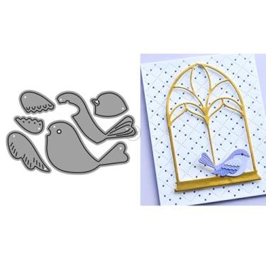 Imagem de DzIxY Conjunto de moldes de corte de metal Shadow Combined Bird para fazer cartões, papel em relevo, recortes, scrapbook, máquina, estêncil, bolsos de armazenamento, suprimentos