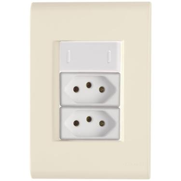 Imagem de Cj Interruptor E Duas Tomadas 10a E 20a Liz Bege Tramontina Completo Pronto Tramontina