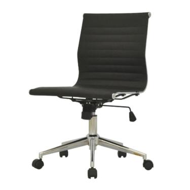 Imagem de Cadeira Giratória Sem Braço Baixa Sevilha Esteirinha Rivatti Poliuretano Preto Base Rodízio Cromado