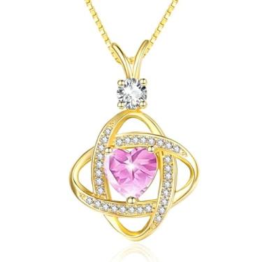 Imagem de HeartMelody Colar infinito feminino banhado a ouro branco 14 K 18 K delicado coração pingente de pedra do mês de nascimento, colar diário, aniversário, presente de aniversário para esposa e mãe
