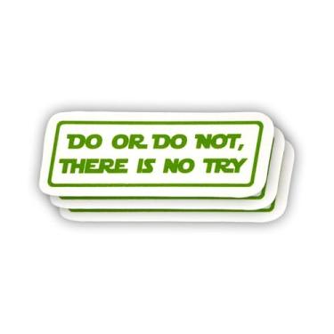 Imagem de (3 peças) Adesivo Do or Do Not There is No Try com frases motivacionais sarcásticas, decalque de vinil com citação humorística para Kindle, laptop, garrafa de água, capacete rígido de telefone