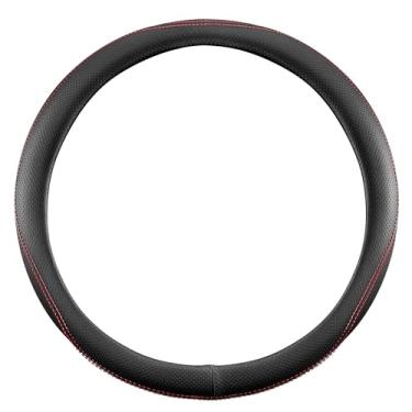 Imagem de Capa de volante, universal de 38 cm, protetor de volante de couro sintético, antiderrapante, respirável e compatível com aquecimento para carros, caminhões, SUVs, vans