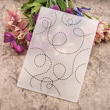 Imagem de Pasta de gravação em relevo de plástico com padrão de ponto de linha pontilhada, impressões texturizadas 3D, fundo de linha de renda, modelo de pasta para fazer cartões, scrapbooking, papel