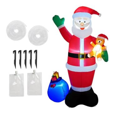 Imagem de rockible Decorações infláveis ​​de Natal com luzes, 2,13 m de altura, brinquedo inflável para decoração externa de festas de Natal.