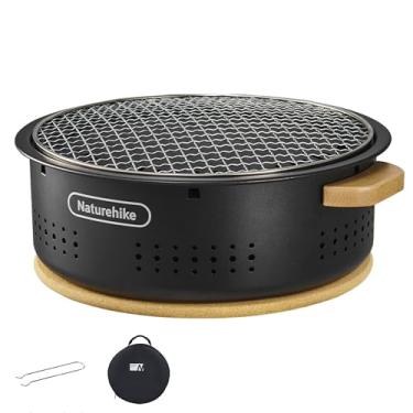 Imagem de Naturehike Churrasqueira a carvão com tapete à prova de calor, kit de churrasqueira portátil de 30 cm para cozinhar ao ar livre, pequeno fogão antiaderente coreano/japonês a carvão para acampamento