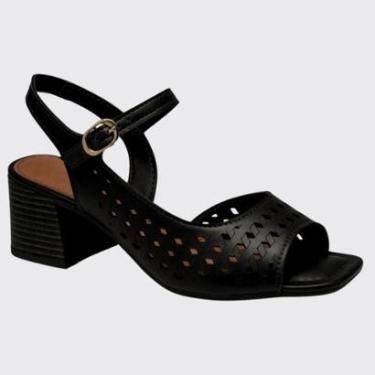 Imagem de Sandália FemininaPeep Toe Salto Bloco Microfuros Dakota Y8541-Feminino